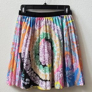 Unbranded multicolor floral print pleated mini skirt Y2K Vtg